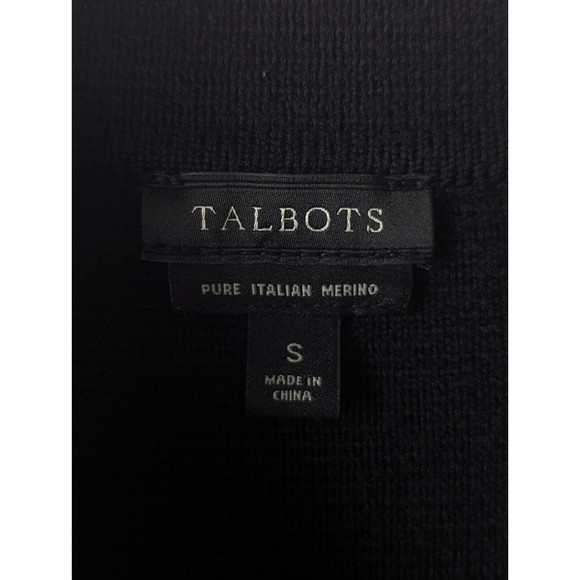Talbots Sweater Womens Small Merino Wool Cardigan Black Button‎ Up Pockets Soft - Picture 6 of 9